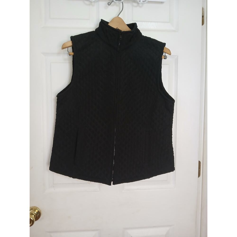 IZOD Women's Vest Jacket Size L Black Zip Insulated Padded Outwear Water Proof